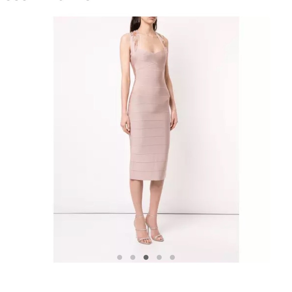 Herve Leger Blush Pink Bandage Midi Dress